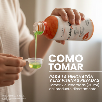 Hallosmine Acua, Suplemento Líquido para las circulación en piernas y apoyo venoso, con Vinagre de Manzana, Magnesio, Vitamina C y Omega 3 | 500 ml