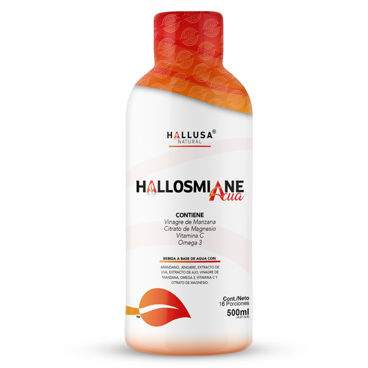 Hallosmine Acua, Suplemento Líquido para las circalacion en piernas y apoyo venoso, con Vinagre de Manzana, Magnesio, Vitamina C y Omega 3 | 500 ml