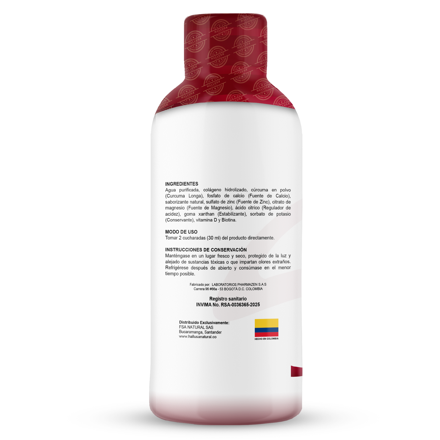 Halluflex Acua – Suplemento Líquido con Colágeno Hidrolizado, Vitamina C, Magnesio, Calcio y Biotina | 500 ml