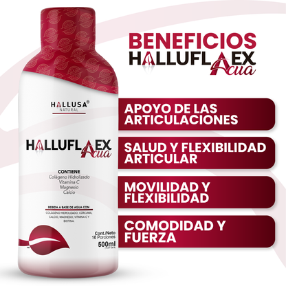 Halluflex Acua – Suplemento Líquido con Colágeno Hidrolizado, Vitamina C, Magnesio, Calcio y Biotina | 500 ml